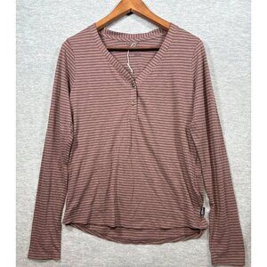Patagonia Womens Long Sleeve Striped Henley Top Size L Mauve